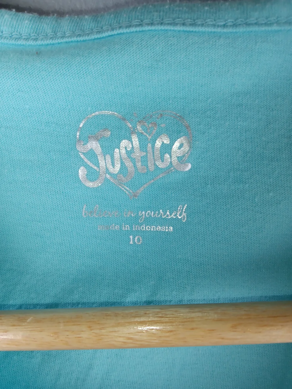 Justice Aqua Graphic Tee with White Crochet Vest